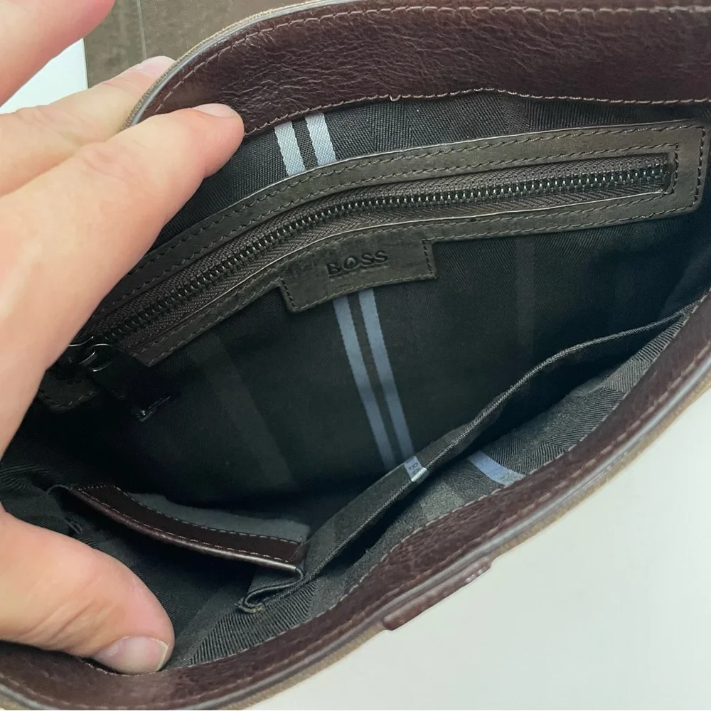Vintage Hugo Boss Messenger Bag Genuine Leather RARE